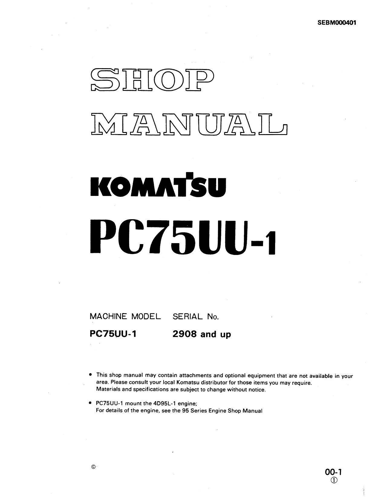 PC75UU-1 Shop Manual